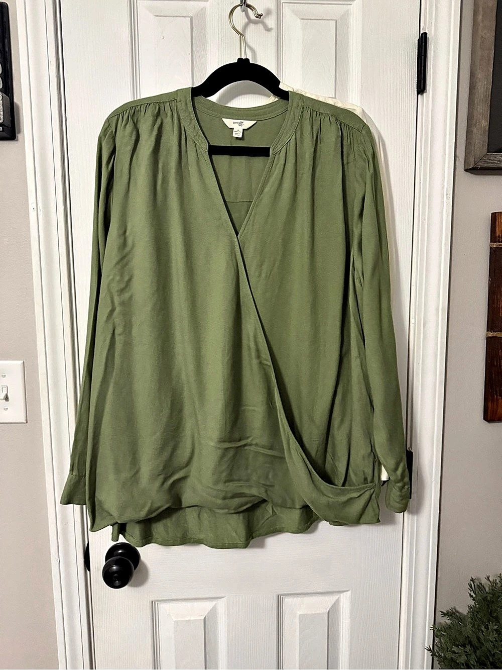 Terra & Sky Women's Green Long Sleeve Blouse Size 1X